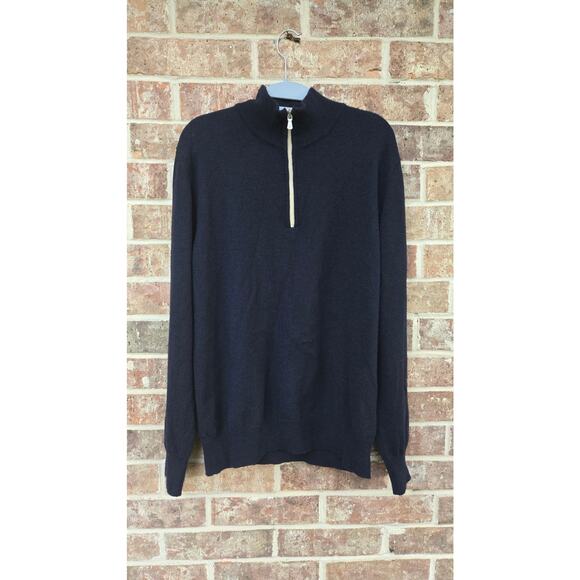 Eleventy Cashmere Navy Blue Quarter Zip Sweater Size XL - Picture 6 of 9